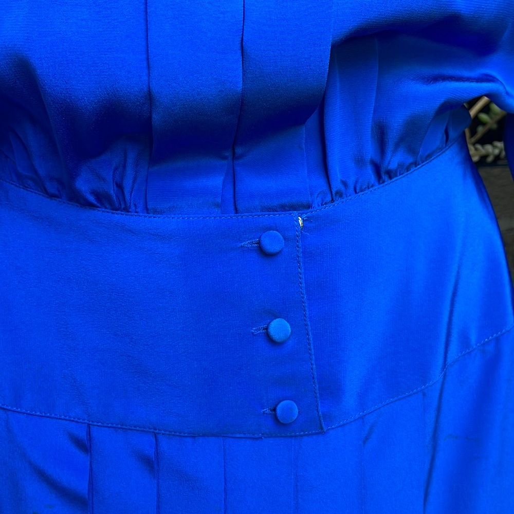 Vintage royal blue Cadaz silk dress - Picture 4 of 12